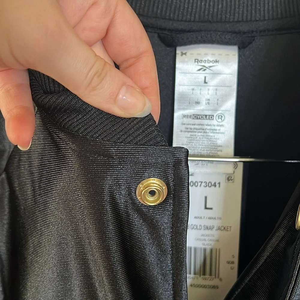 Reebok Black Gold Snap Jacket Track Basketball Sporty Mens Size Large - Picture 5 of 12